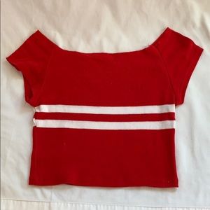 John Galt one sz red short sleeve crop top.